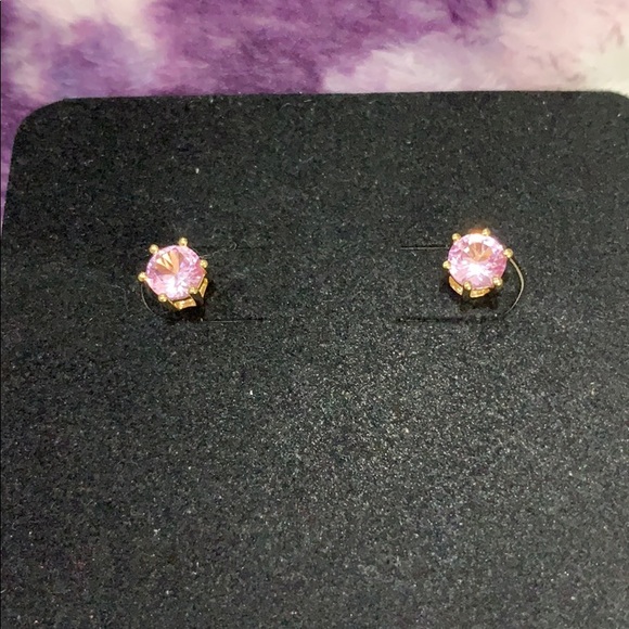 Jewelry - 10k Gold Pink precious stone pierced studs